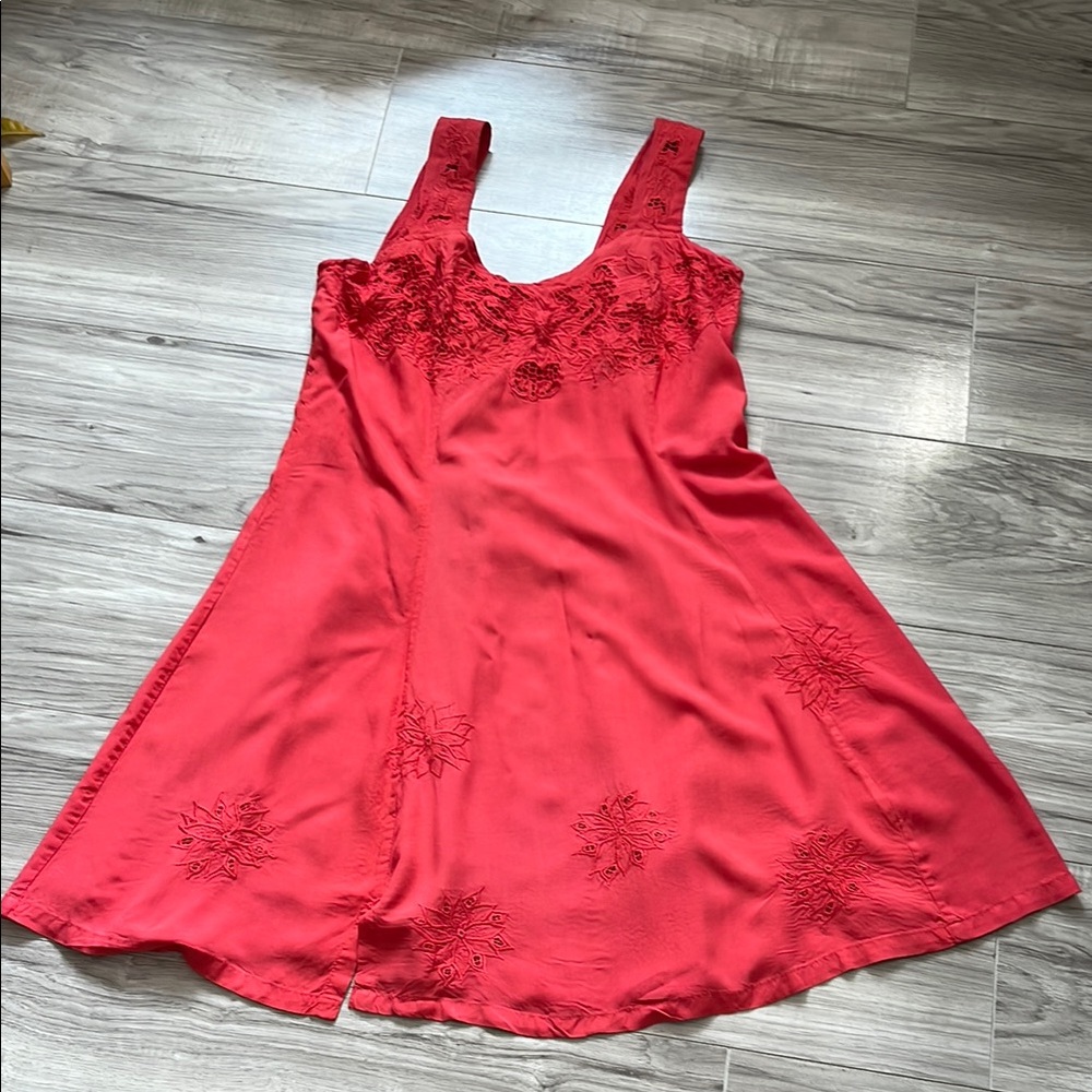 Far Away Red Square Neck Sleeveless Midi Dress for Weddings